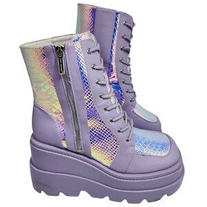 Cape Robbin Womens Holographic Platform Combat Boots Size 11